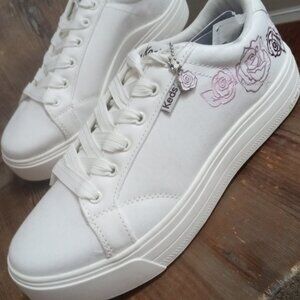 Keds Women's Size 8 Wide Width Embroidered White Park Platform Sneakers